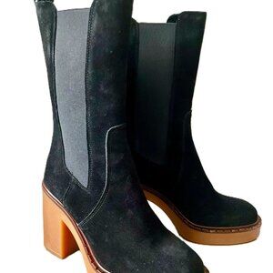 Nila & Nila Suede Platform Ankle Boots Black Made in Italy Size 38